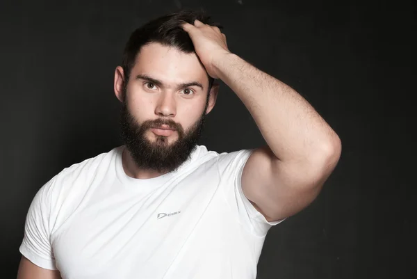 Retrato de homem bonito com barba — Fotografia de Stock