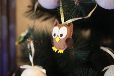 Noel kumaş baykuş dekorasyon hissettim