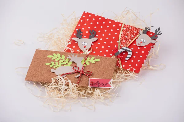 Tarjeta de regalo de Navidad con Rudolph Reno — Foto de Stock