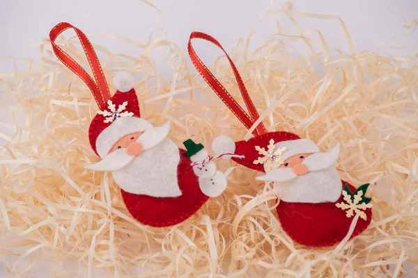 Christmas felt fabric Santa Clauses — Stock Photo, Image