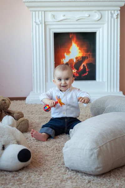 Baby boy with toy — Stock Photo, Image