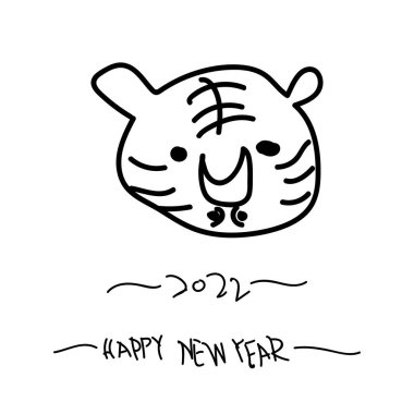 Mutlu yıllar 2022 - Mutlu Çin Yeni Yılı kaplan. El çizimi karalama tasarımı.