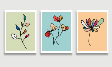 El çizimi çiçek seti