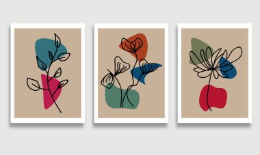 Bir dizi soyut el çizimi çiçek. vektör illüstrasyonu