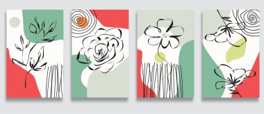 Soyut renkli çiçek pankartı tasarımı. vektör illüstrasyonu