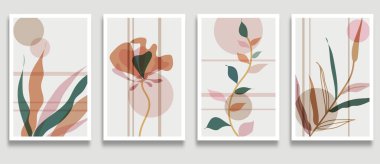 Soyut vektör geçmişleri. El boyası çiçek elementleri, çizgi sanat tarzı..