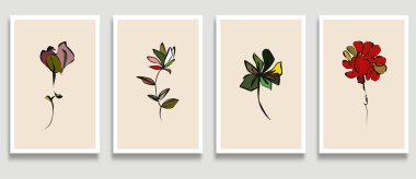 Çiçek çizimleri seti..