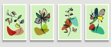 Soyut renkli çiçek arkaplanı seti