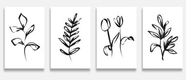 Çiçekli el çizimi elementler. siyah ve beyaz.