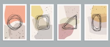 Soyut asgari poster. Geometrik şekilli asgari soyut arkaplan. organik geometrik şekil.