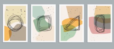 Çağdaş sanat el çizimleri soyut kompozisyonlar, minimalist tasarım, vektör illüstrasyonu