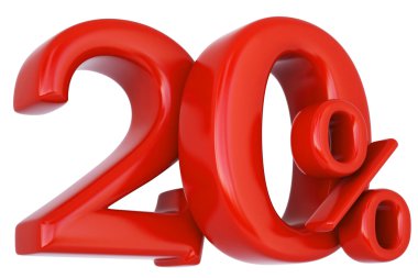 20 kırmızı yüzde sembolü indirim.