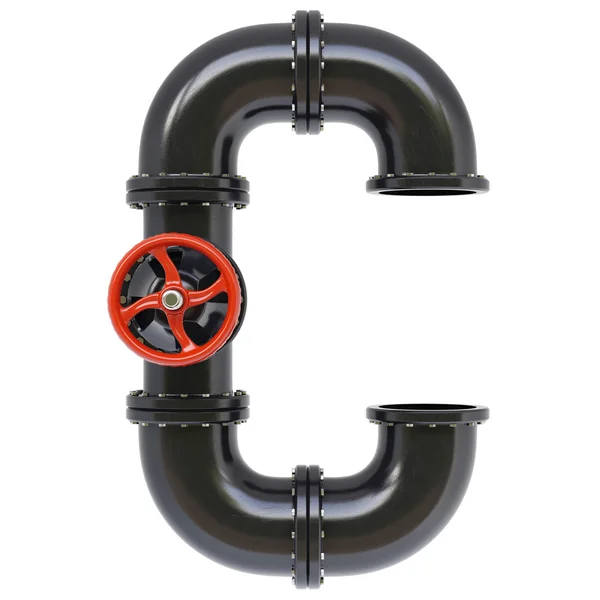 Alphabet C from oil pipes. — Stock Photo, Image