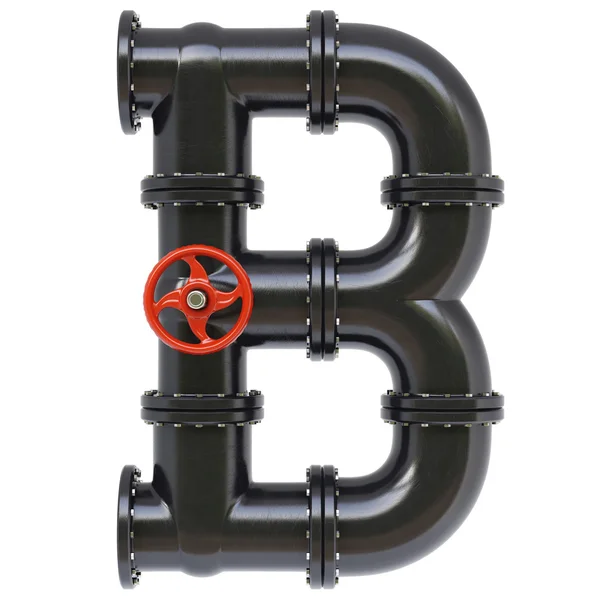 Alphabet B  from oil pipes. — Stock Photo, Image
