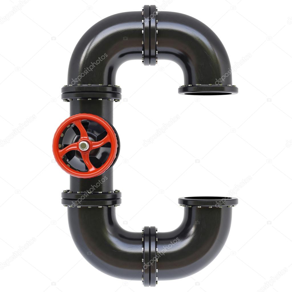 Alphabet C from oil pipes.