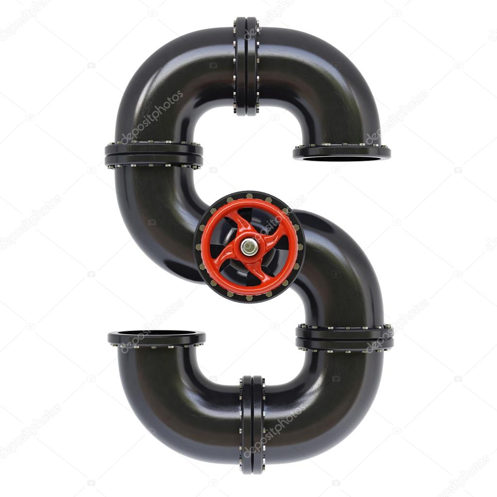 Alphabet letter s from oil pipes.