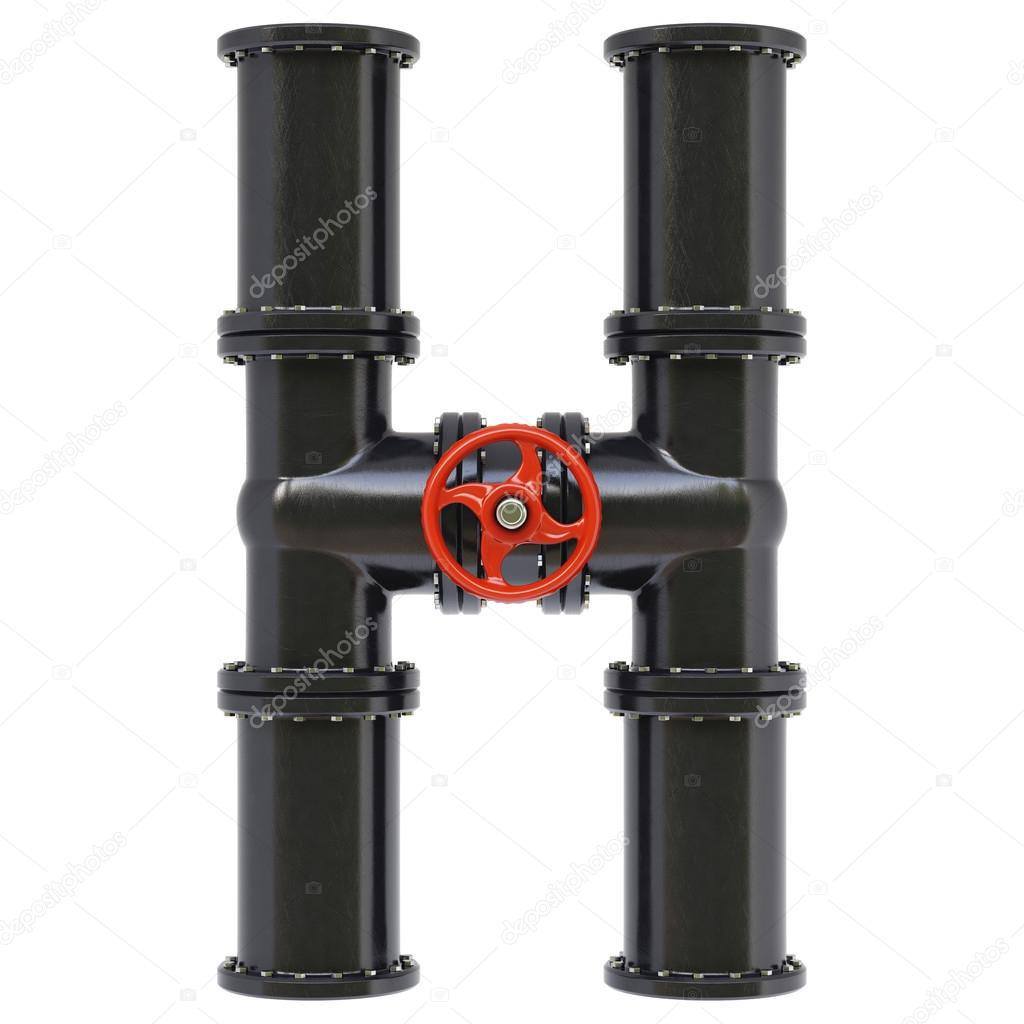 Alphabet letter h from oil pipes.