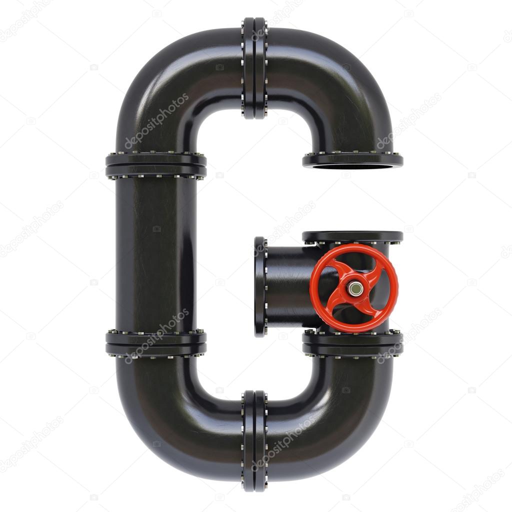Alphabet letter g from oil pipes.