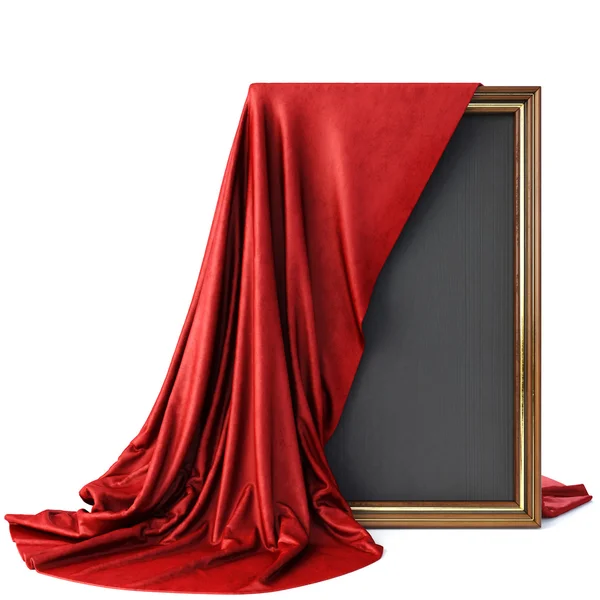 Wooden frame covered with red cloth — Stock Photo, Image