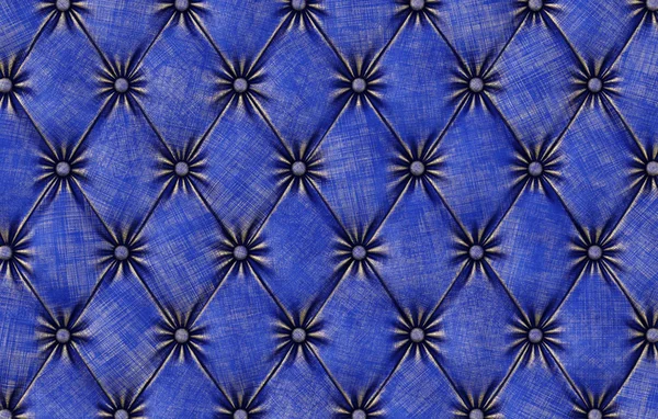 Textuur van blauwe lederen bekleding — Stockfoto