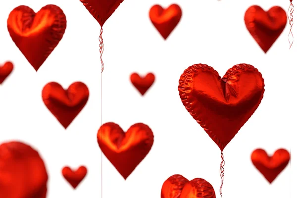 Červené srdce balónky — Stock fotografie