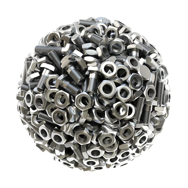 Sphere made from nuts and bolts — Stock Photo, Image