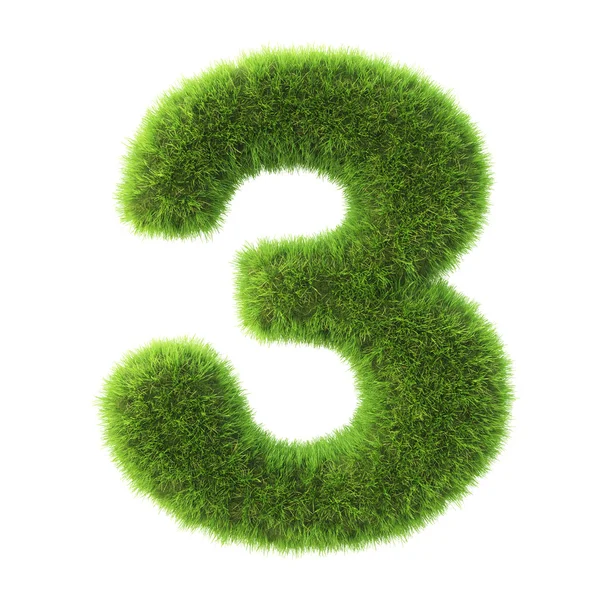 Число из зеленой травы — стоковое фото