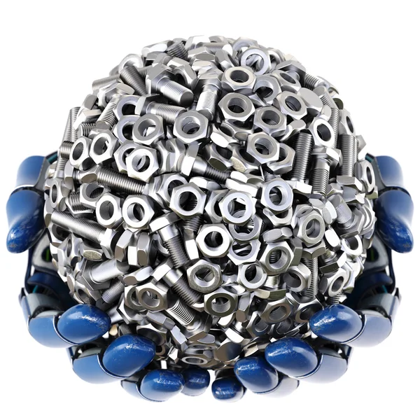 Sphere made from nuts and bolts — Stock Photo, Image