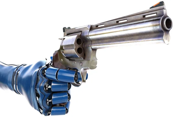 Mão de robô segurando arma — Fotografia de Stock