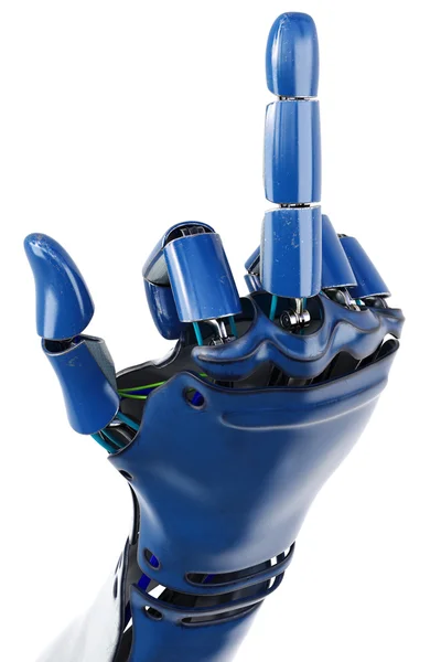 Hand of robot showing fuck you — Stockfoto