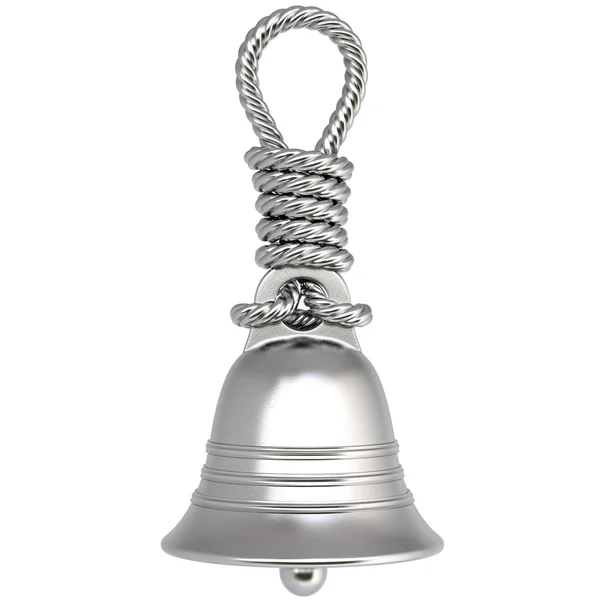 Silver bell on a rope — Stock Photo, Image