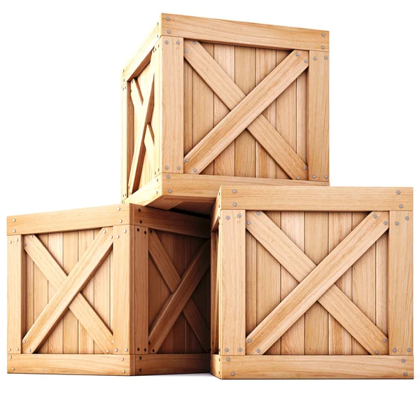 Three wooden boxes — Stock Photo, Image