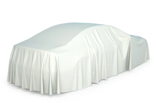 Car covered with a white cloth — Stock Photo, Image