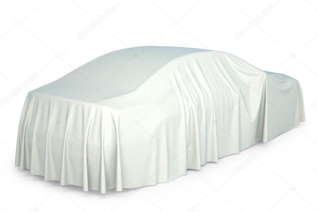 Car covered with a white cloth