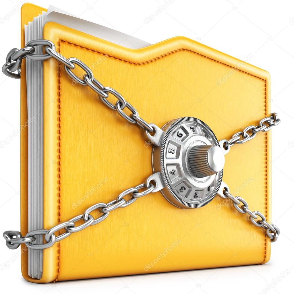 Folder with chain and combination lock