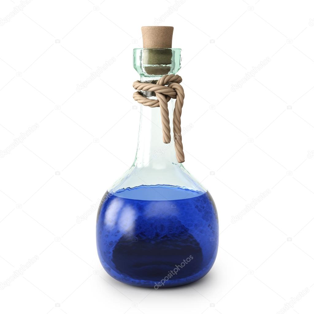 Blue potion in the bottle