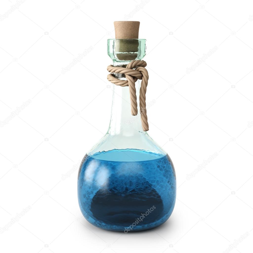 Blue potion in the bottle