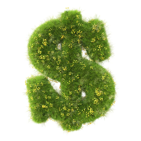 Знак долара з зеленої трави — стокове фото