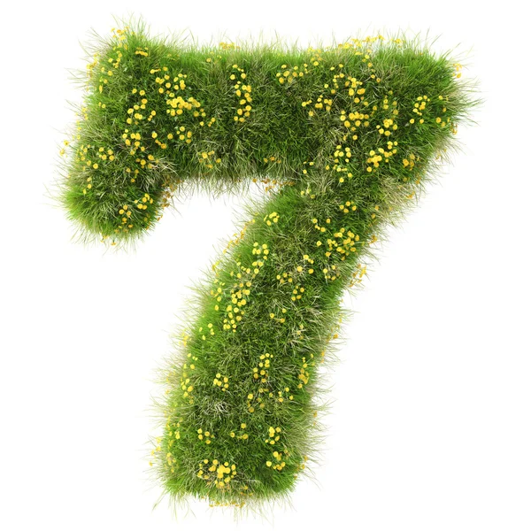 Číslo 7 ze zelené trávy — Stock fotografie