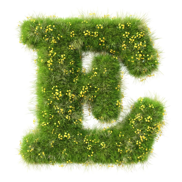 E Letter from the green grass and flowers — Stock Photo, Image