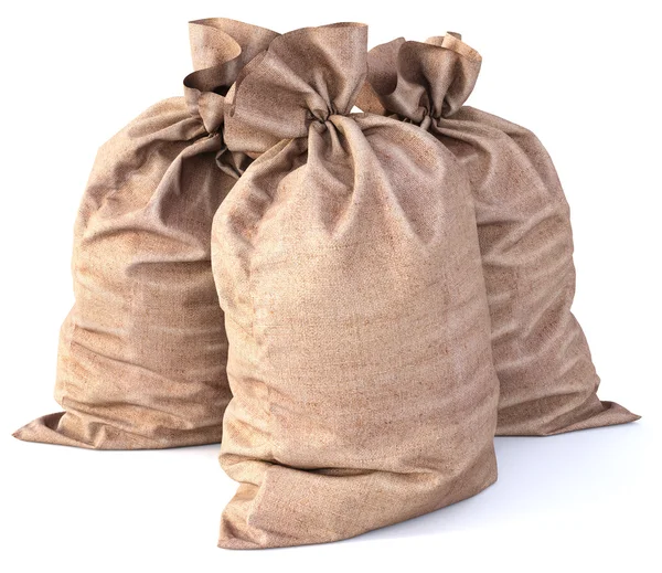 Bags from a sacking on a white background. — Stock Photo, Image