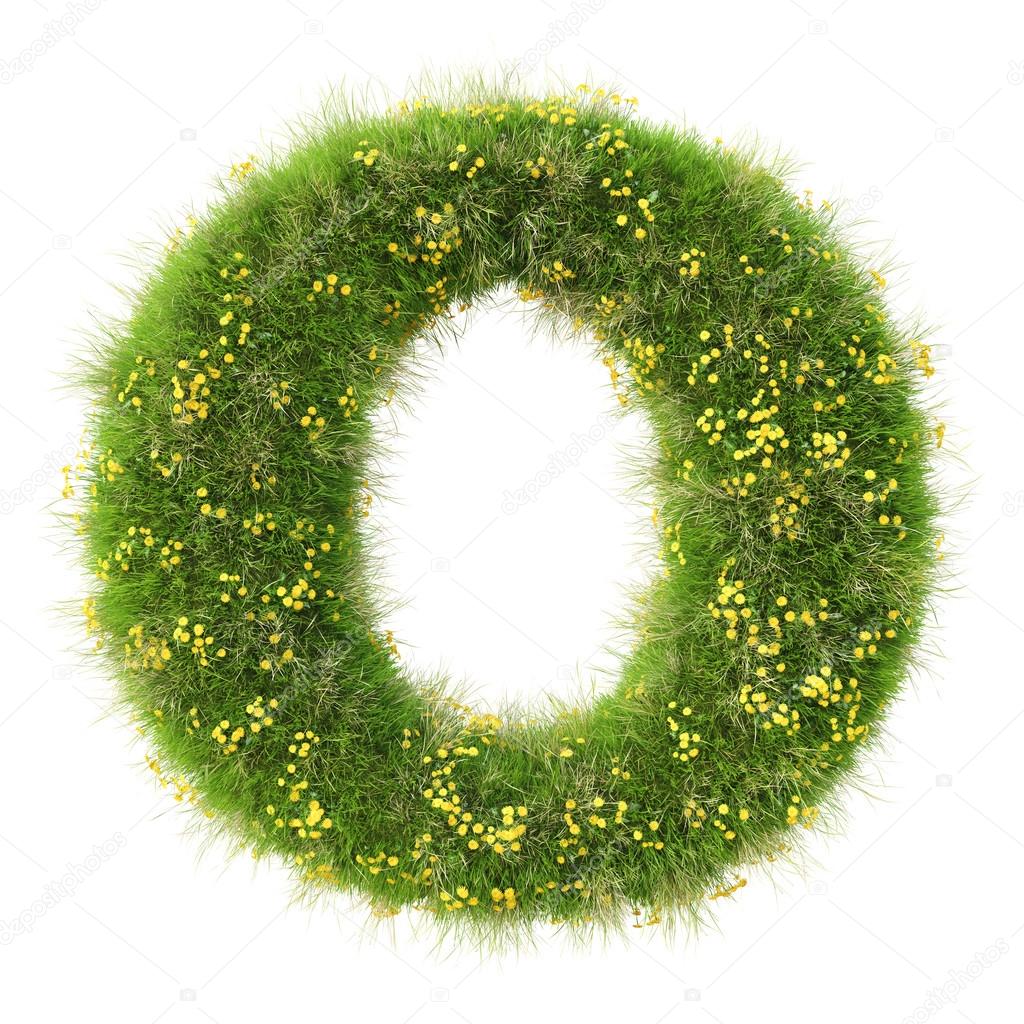 O Letter from the green grass and flowers