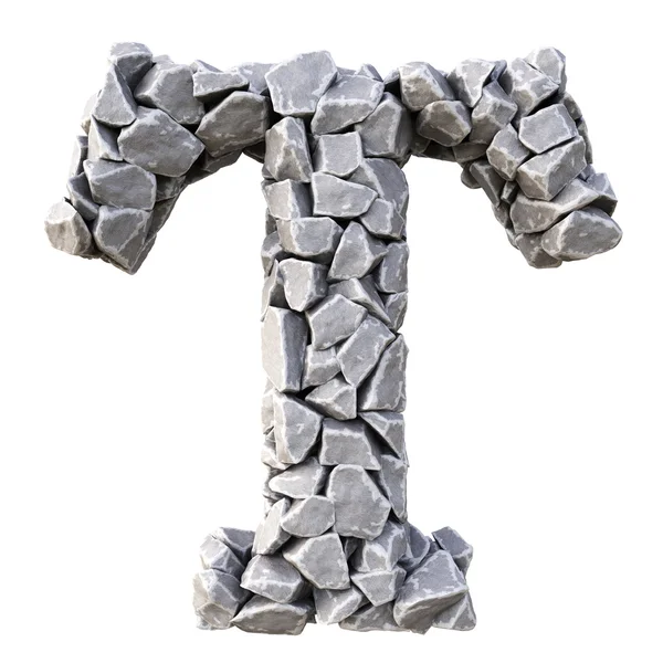Αλφάβητο το γράμμα T από πέτρες — Φωτογραφία Αρχείου