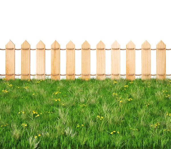 Seamless wooden fence and grass — Stock Photo, Image