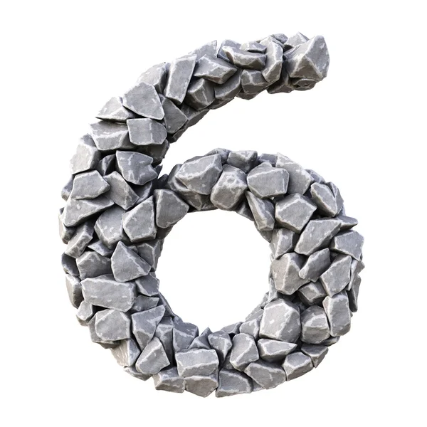 Номер 6 из камней — стоковое фото