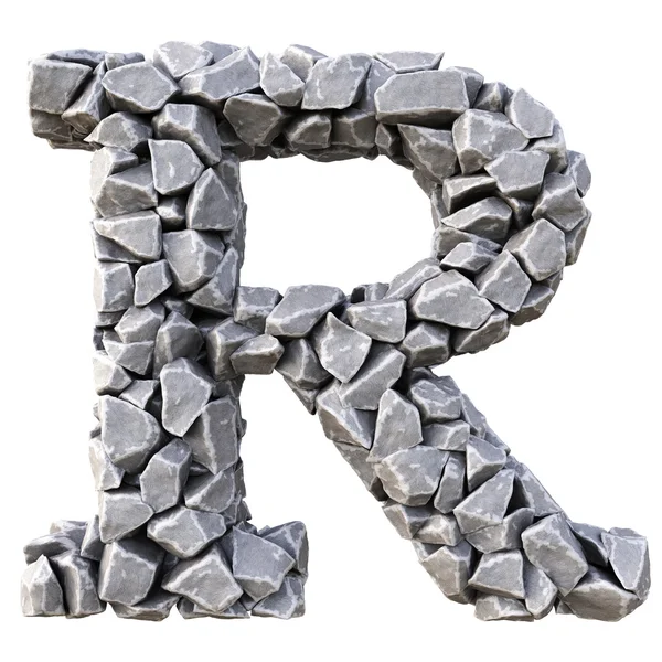 Αλφάβητο το γράμμα R από πέτρες — Φωτογραφία Αρχείου