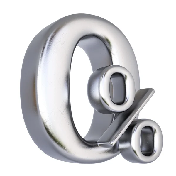 Símbolo de zero por cento feito de prata — Fotografia de Stock
