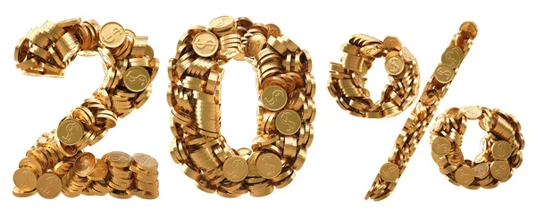 Por cento de desconto das moedas de ouro — Fotografia de Stock