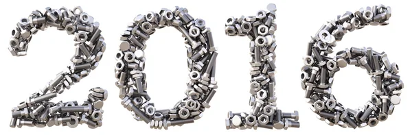 New 2016 year from the nuts and bolts — Stock Photo, Image