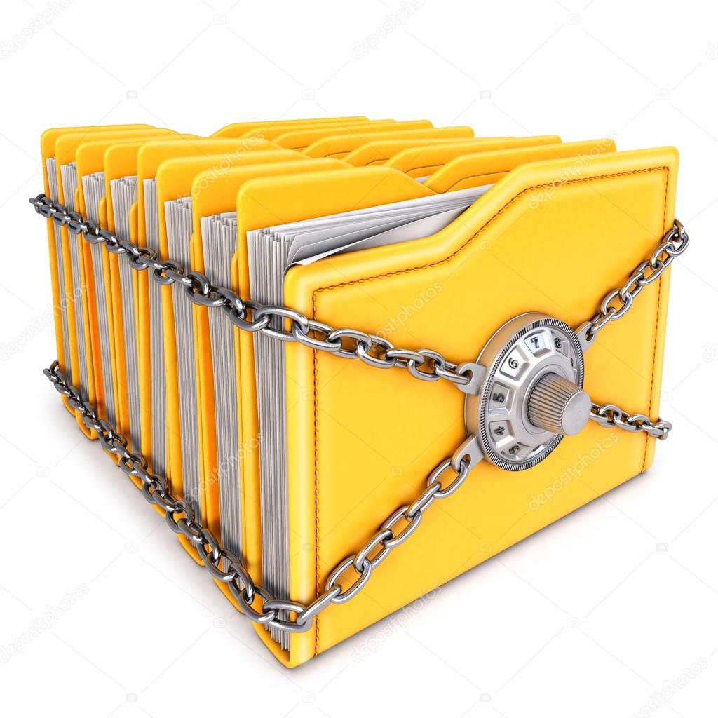 folders with chain and combination lock.